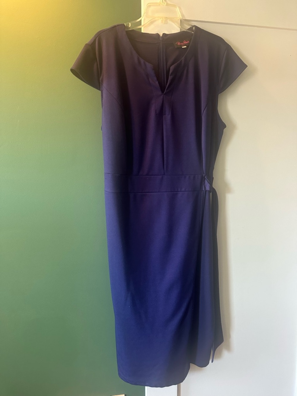 Women's Navy Sheath Dress with Cap Sleeves